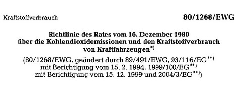 EWG-Richtlinien �ber die Kohlendioxidemissionen und den Kraftstoffverbrauch von Kraftfahrzeugen