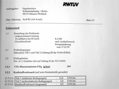 Auszug aus einem Pr�fprotokoll des RWT�V