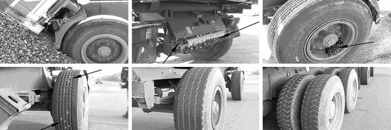 Lkw mit Sch�ttgut bergen spezielle Steinschlaggefahren