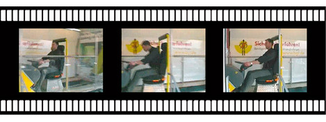 Sequenz des Bewegungsablaufes beim Lkw-Gurtschlittenversuch; Frontalbelastung